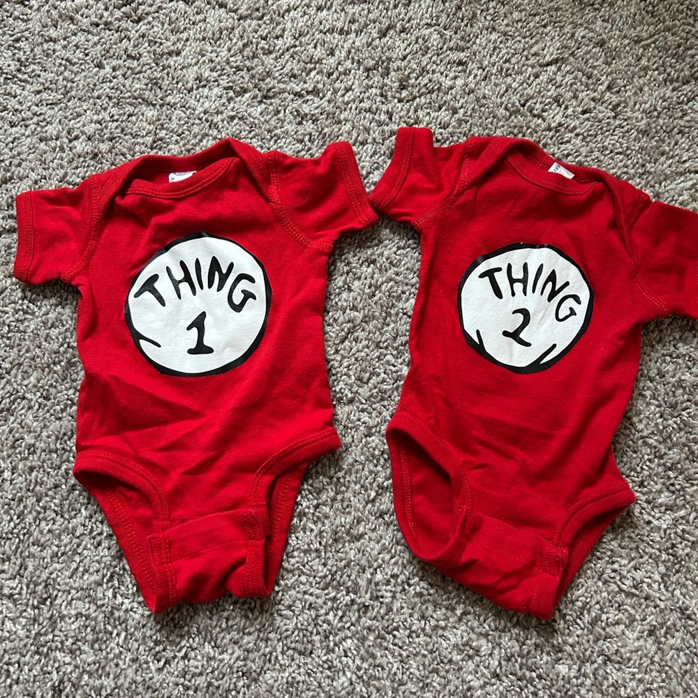 NEWBORN Thing 1 and Thing 2 Onsies